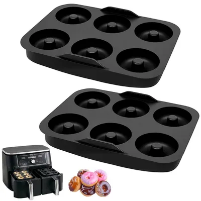 Image de Moules en silicone, lot de 2, pour 12 beignets et muffins, sans BPA, antiadhésifs, résistants à la chaleur jusqu'à 230°C, compatibles avec les friteuses à air chaud Ninja AF400/451/500/SL400