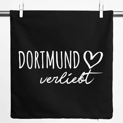 Produktbild von Huuraa Kissenbezug Dortmund verliebt 40x40cm Black Baumwolle Dekokissenbezug Geschenkidee