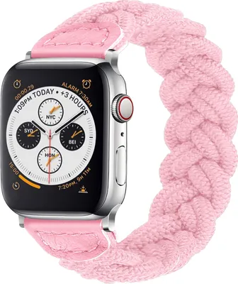 Produktbild von Strap-it Apple Watch gedrehtes Nylonarmband (Rosa) - Große: 38 - 40 - 41mm