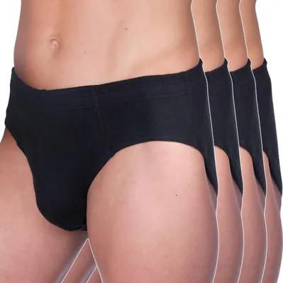 Produktbild von HERMKO 8300 4er Pack Herren Slip aus Baumwolle / Elasthan - Sportslip, Größe:D 5 = EU M, Farbe:schwarz