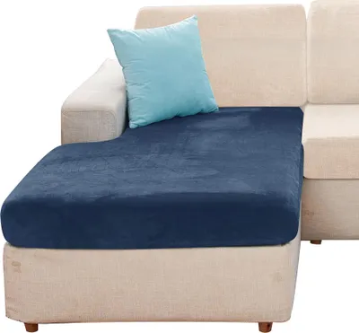 Produktbild von Elastischer Velours-Bezug für Liege, Sofa und Ecksofa in Dunkelblau Schonbezug