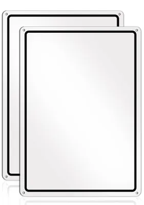 Aluminium-Schilder, 2 Stück, 25 x 35 cm, weiß mit schwarzem Rahmen