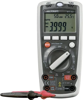 Obrázek produktu pro Ruční multimetr Voltcraft digitální MT-52 Funkce měření vlivu prostředí CAT III 600 V Displej (počty): 4000 (MT52)