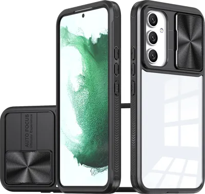 Immagine prodotto di Custodia per Samsung Galaxy A54 Custodia ibrida in TPU trasparente con cover fotocamera scorrevole nera