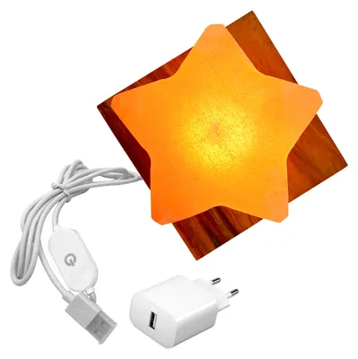 Produktbild von HAF Dimmbare USB Salzlampe STERN Rosa aus Kristallsalz – Handgefertigte Salzkristall LED Deko Lampe – Als Tischlampe für Büro & Schlafzimmer