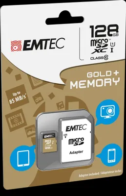 Image de Emtec mSD 128GB UHS-I U1 EliteGold + Adaptateur