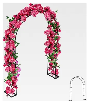 Produktbild von Metall-Rosenbogen stabiler Gartenbogen 192 x 38 x 240 cm für Rosen und Kletterpflanzen Rankhilfe Garten Dekoration Hochzeitsdekoration Schwarz