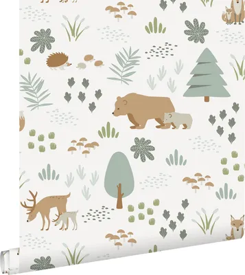 Immagine prodotto di ESTAhome carta da parati foresta con animali della foresta bianco 53 cm x 10.05 m