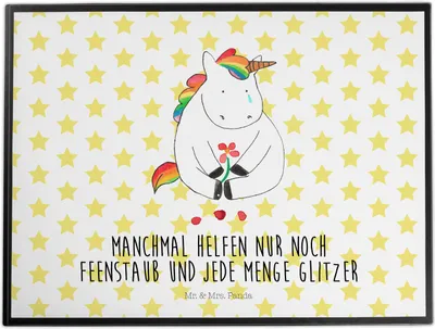 Produktbild von Mr. & Mrs. Panda schreibtischunterlage Einhorn Traurig - Weiß - Geschenk, Liebe, Einhörner, büro, Tischunterlage, bastelunterlagen, Freunde, tischmatten, Unicorn, Blume