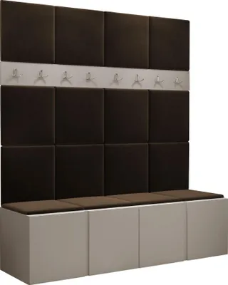 Produktbild von MIRJAN24 Garderoben-Set Orion V, Garderobe mit Sitzbank mit 16 x Wandpanel 42x42 (Farbe: Cashmere, Manila 04)
