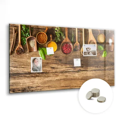 Produktbild von Dekorative Magnettafel 120x60 cm - Magnetwand - für Fotos, Karten und Notizen - Fotowand - Memoboard - Magnetpinnwand - Wanddekoration - Löffelweise Gewürze