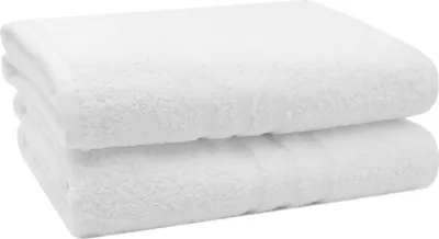 Produktbild von 2er Set Badetuch aus 100% Baumwolle, 100x150 cm, weiß, mit 3 Bordürenstreifen