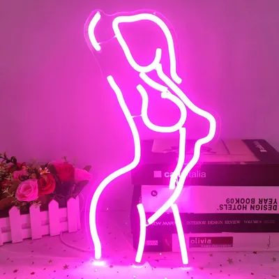 Produktbild von 40x22cm Dimmbare Dame Körper Neon Schild Nachtlicht USB Powered Bier Bar Night Club Wanddekoration