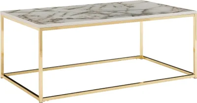 Obrázek produktu pro Konferenční stolek "Cixi" z Deska stolu: foliovaná MDF (s polyresinovým povrchem) Rám: lakovaná ocel v bílé barvě. Rozměry (š/v/h) 100x40x60 cm