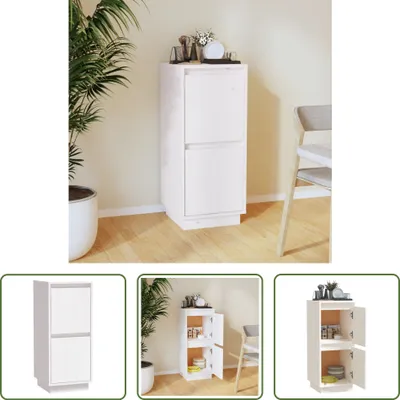 Produktbild von The Living Store Sideboard Weiß 31,5x34x75 cm Massivholz Kiefer