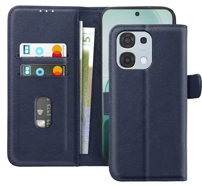 Zdjęcie produktu dla Avizar, etui Chesterfield do telefonu Oppo A6 Pro, z przegródką na karty i funkcją stojaka, kolor: granatowy