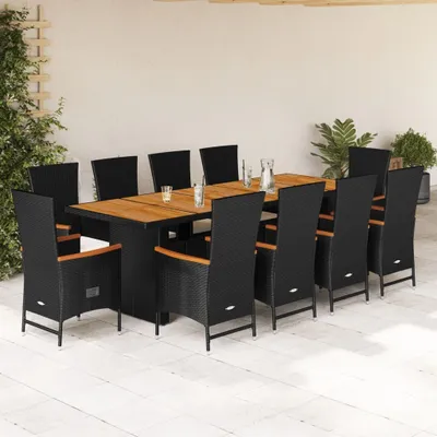 Produktbild von Design Gartenmöbel Set Balkonmöbel-Set 11-tlg. Garten-Essgruppe mit Kissen Schwarz Poly Rattan - Gartenmöbelgarnituren 2025 Neu2988318 7parcel