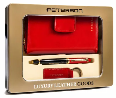 Produktbild von Set aus Geldbörse + Stift + Schlüsselanhänger PTN ZDE-09 ROT