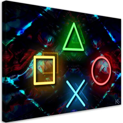 Produktbild von Leinwandbild Computerspiele 120x80 Feeby Bunt bild für die wand bereit zum aufhängen
