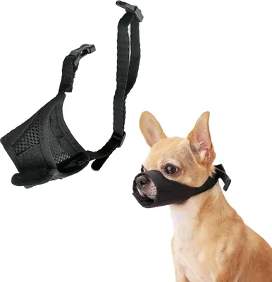 Produktbild von Hund Maulkorb, Hundemaulkorb Verstellbar Maulkorb aus Stoff Kleine Hunde Nylon-Maulkorb Mesh Atmungsaktiv Maulkörbe Hunde-Mundschutz Maske Anti-Kauen Bellen für Chihuahua Shih Tzu (Schwarz01, XS)