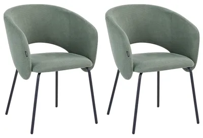 Zdjęcie produktu dla BELIANI Zestaw 2 krzeseł do jadalni jasnozielony tapicerowane z metalową konstrukcją retro design bez podłokietników