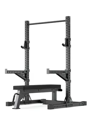 Produktbild von ATLETICA R7 Squat Rack | Ghost Set |  203 cm Höhe | Hochbelastbare Flachbank mit Standfunktion, Spotter Arms, J-Hooks und Klimmzugstange inkl.
