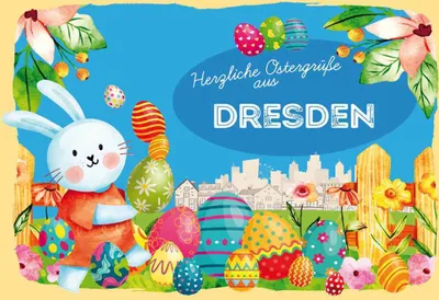 Produktbild von vianmo Holzschild 20x30 cm Ostergrüße DRESDEN Ostern