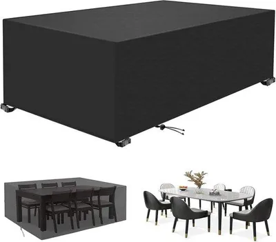 Productafbeelding van Beschermhoes Tuinmeubelen - Afdekzeil Tafel - Buiten Meubels - Waterdicht 420D Oxford - 115 x 100 x 80 cm - Zwart