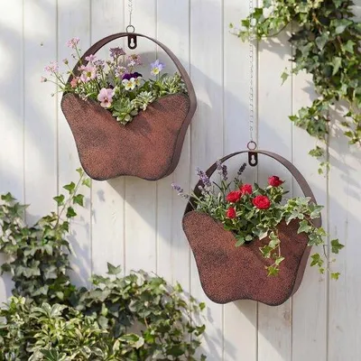 Produktbild von Blumenpflanzkasten-Set - Antik-Rostlackierung - 25 x 20 x 6 cm