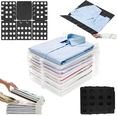 T-Shirt-Organizer, stapelbar, mit Faltbrett, 10 Fächer