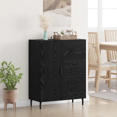 Image de vidaXL Sideboard avec tiroirs noir imitation chêne 69,5 x 34 x 90 cm