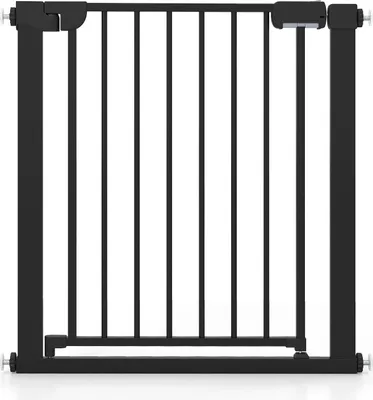 Image de Barrière d'escalier sans perçage, 75-82 cm, fermeture automatique, noir