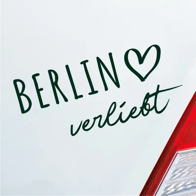Produktbild von Auto Aufkleber Berlin verliebt Herz Stadt Heimat Liebe Car 19x9 cm Dunkelgrün Sticker Heckscheibenaufkleber
