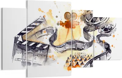 Produktbild von Bild auf Leinwand - Leinwandbild - Film Projektor Illustration - 120x70cm - Wand Bild - Wanddeko - Leinwanddruck - Bilder - Kunstdruck - Wanddekoration - Leinwand bilder - Wandkunst - DL120x70-3017