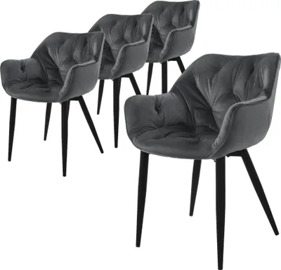 Obrázek produktu pro ML-Design sada 4 jídelních židlí s opěradlem, antracitová, ze sametu