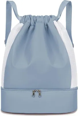 Produktbild von Große Wasserdichte Rucksacktas - Mit Schuhfach und nasser Tasche - Opvougbare Sporttas - Grosse Fähigkeit - Uni - Blau