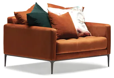Immagine prodotto di Poltrona moderna in tessuto arancione in legno