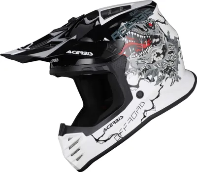 Image de Casque de motocross pour enfants ACERBIS Profile Junior noir et blanc brillant, taille JS