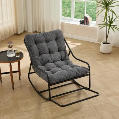 Produktbild von Outdoor Schaukelstuhl - Schwarz/Grau - extra dickes Komfortkissen & einstellbare Schaukelbewegung - bis 136kg