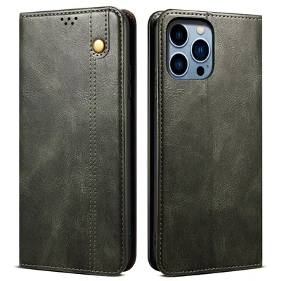 Obrázek produktu pro Pouzdro pro iPhone 16 Pro kožené flip pouzdro peněženka s funkcí stojánku zelené