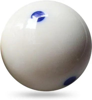 Imagen del producto de Pelota de entrenamiento profesional para billar, fabricada en resina, de 5,8 cm de diámetro, de color blanco con 6 puntos azules