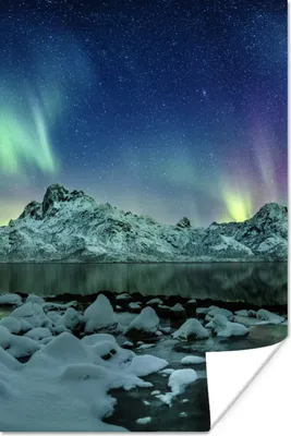Produktbild von MuchoWow® Poster Meer - Eis - Nordlicht - Winter - Natur 40x60 cm - Plakate für die Wand - Poster Babyzimmer