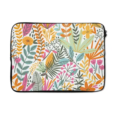 Produktbild von MuchoWow® Laptop Hülle 13 Zoll Sommer - Blätter - Pflanzen - Weiß Laptoptasche - Laptophülle - Sleeve - Rundumschutz