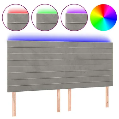 Produktbild von vidaXL LED Kopfteil Hellgrau 180x5x118/128 cm Samt