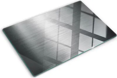 Produktbild von Tulup Glas Herdabdeckplatte - 80x52 cm - Glaskeramikkochfeld-Abdeckung Spritzschutz Glasabdeckplatte - Einteilig - Kunst: Modern & Klassisch - Metall Hintergrund - Silber