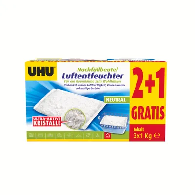 Immagine prodotto di Confezione di ricarica per deumidificatori UHU 2x 1 kg + 1 kg in omaggio, 47210