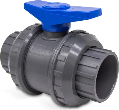 Immagine prodotto di valvola a sfera a 2 vie | ECO FIT | Ø 75 mm | Attacco adesivo | Maniglia blu