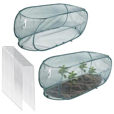 Obrázok produktu pre 2 kusy skladacích záhradných fólií na ochranu rastlín, rozmer 99x45x40 cm, s 16 kolíkmi na upevnenie