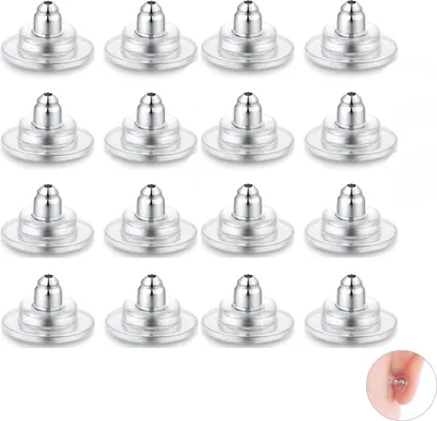 Produktbild von Ohrstecker Verschluss Rohlinge Ohrring Silikon Stopper Klar, Ohrringstecker Ohrringverschlüsse (60 Stück)