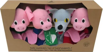 Produktbild von Handpuppen-Set Drei Schweinchen in Geschenkbox